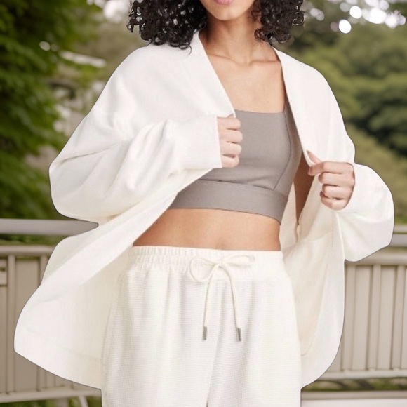 French Terry Cardigan Cream Sz XS - Picture 3 of 15